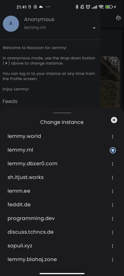 side menu select instance