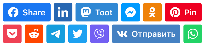 demo: shareon buttons for various popular social networks