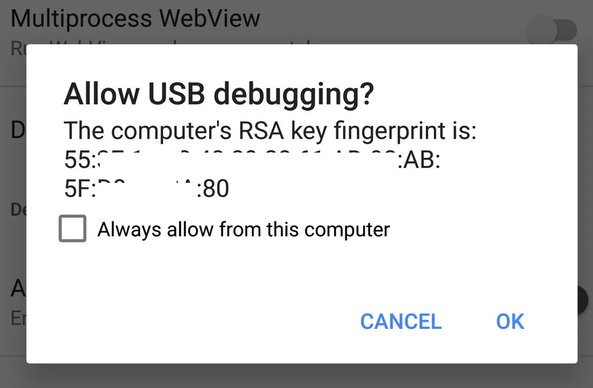 'Consentire il debug USB'