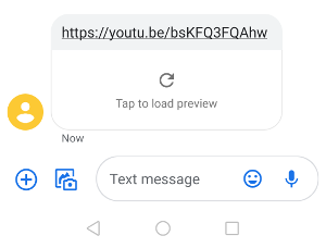 A YouTube link received via a text message