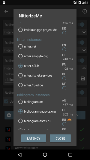 You can get latencies for instances and pick up them here