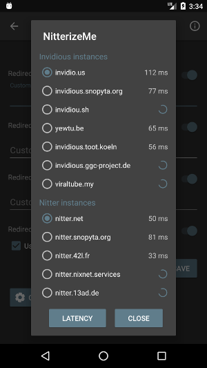 You can get latencies for instances and pick up them here