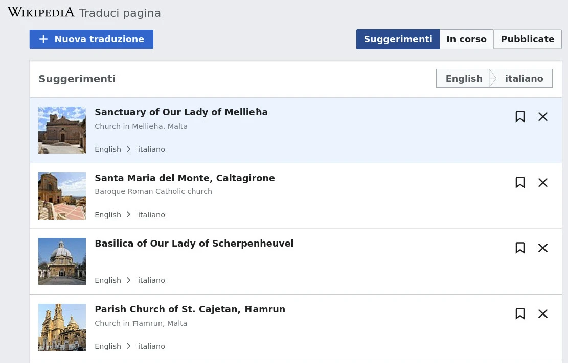 Suggerimenti traduzioni Wikipedia