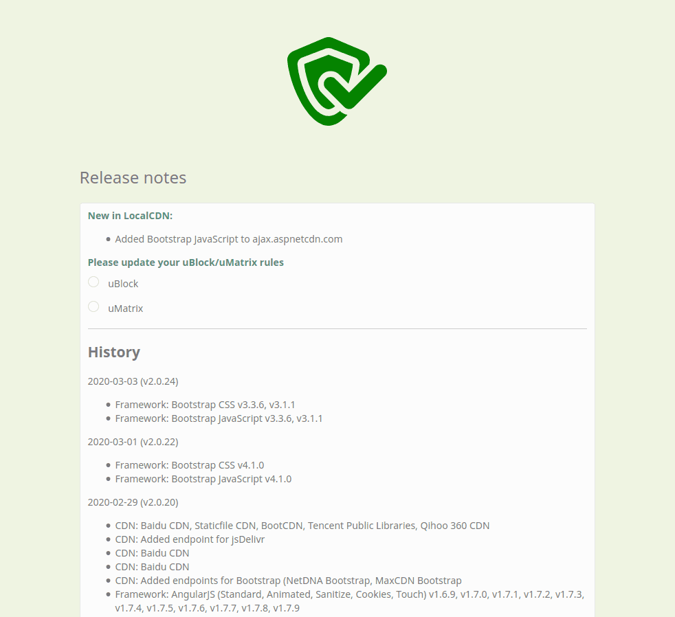 Release notes and uBlock/uMatrix rule generator