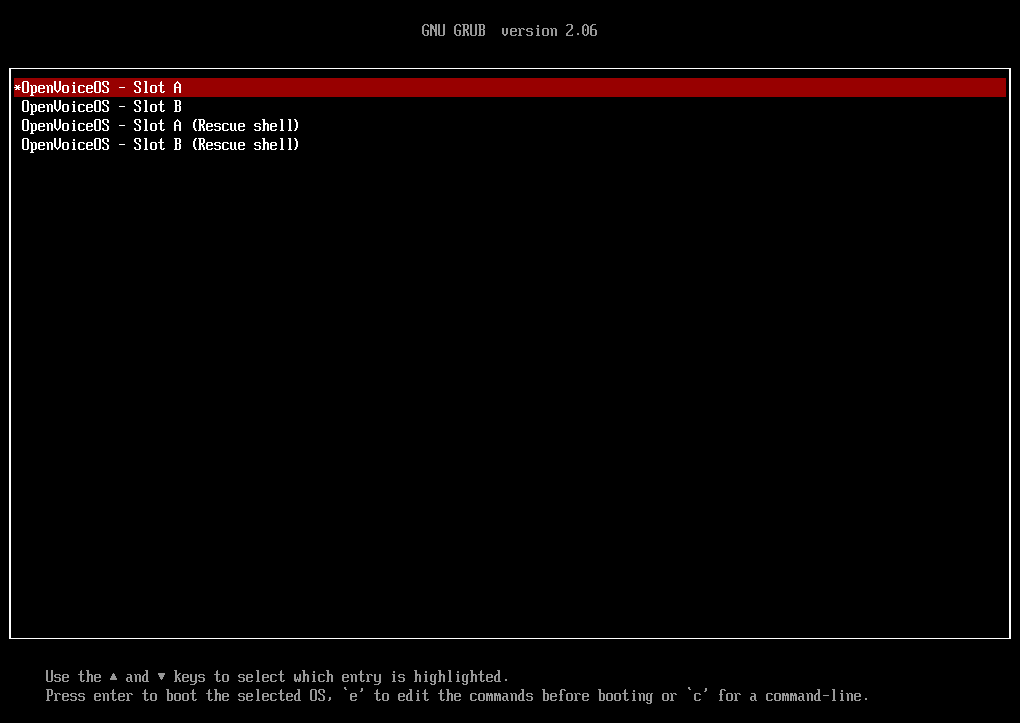 GRUB2 boot menu